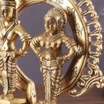 Pure Brass Vitthal Rukmani with Prabhavali | 8.7" x 7.5" x 3.1" (22 x 19 x 8 cm) | 2 kg Sacred Art | Divine Couple Frame Murti